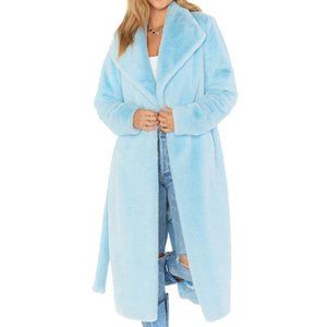Ice blue soft fur show me your mu mu coat size Medium. Fast shipping